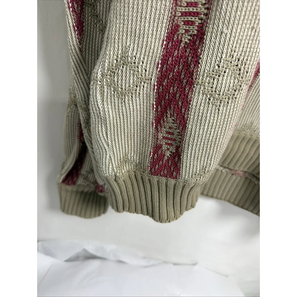 Vintage Izod Club Sweater Mens Large Black Red Beige Knit Pullover 90s LS Cotton